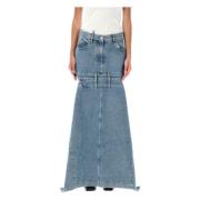 The Attico Denim Cut-Out Maxi Kjol Ljusblå Blue, Dam