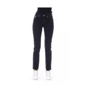 Baldinini Trendiga Svarta Jeans med Trefärgade Accenter Blue, Dam
