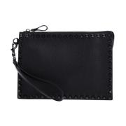 Valentino Garavani Platt Pouch med Handtag Black, Herr