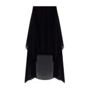 Chloé Svarta Sidens Georgette Asymmetriska Shorts Black, Dam