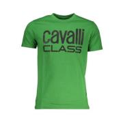 Cavalli Class Tryckt Logotyp Rund Hals T-shirt Green, Herr