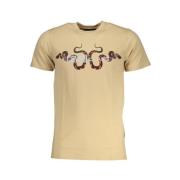 Cavalli Class Tryck Logo Kortärmad T-shirt Beige, Herr