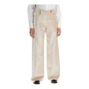 Brunello Cucinelli Sammet Breda Ben Byxor Beige, Dam