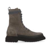 Brunello Cucinelli Grå Mocka Läder Dam Boot Gray, Dam