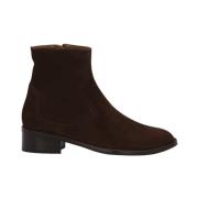 Lottusse Mocha Calfskin Pina Zipper Ankle Boots Brown, Dam