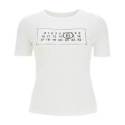 MM6 Maison Margiela Numeriskt Logot-shirt med Sju White, Dam