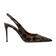 Dolce & Gabbana Leopard Print Slingback Pumps Brown, Dam