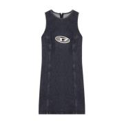 Diesel Svart Denim Tank Klänning Black, Dam