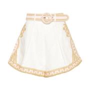 Zimmermann Vita Broderade Flare Shorts White, Dam