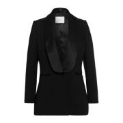 IVY OAK Svart Blazer med Shawl Krage Black, Dam