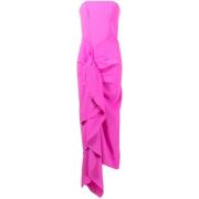 Solace London Fuchsia Thalia Draperad Axelbandslös Klänning Pink, Dam