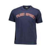 Plein Sport Blå Bomull T-Shirt med Tryck Blue, Herr