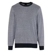 Armani Exchange Blåa Sweaters med U Giro Microfantasia Blue, Herr