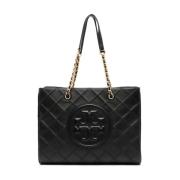 Tory Burch Svart Läder Väska med Diamantmönster Black, Dam