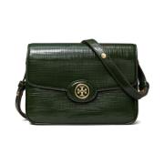 Tory Burch Grön Läder Axelväska Double T Green, Dam