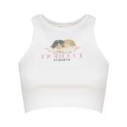 MC2 Saint Barth Sportig Crop Top Amerikansk Halsringning Vit White, Da...