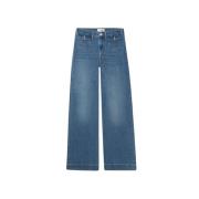 Frame Patch Pocket Slim Palazzo Jeans Blue, Dam