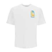 Casablanca Regnbåge Båge Grafisk Tryck T-shirt White, Herr