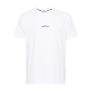 Stone Island Logo Print Jersey T-shirt Vit White, Herr