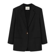 Aeron Ecovero Viskosblandning Blazer med Högt Slits Black, Dam