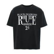 Rhude Svart Logo Print Crew Neck T-shirt Black, Herr