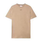 Off White Beige Broderad Logot-shirt Beige, Herr