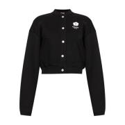 Kenzo Svart Blomma Motiv Jacka Black, Dam