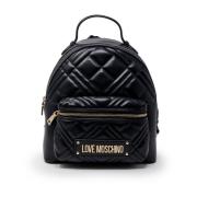 Love Moschino Svart ryggsäck med framfickor Black, Dam