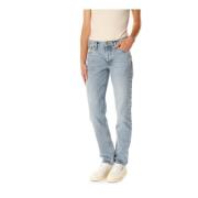 Nudie Jeans Straight Fit Jeans med låg midja Blue, Dam