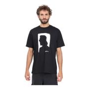 Karl Lagerfeld Porträtttryck Svart T-shirt Black, Herr