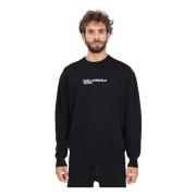 Karl Lagerfeld Svart Crew-Neck Sweater med Logobroderi Black, Herr