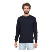 Tommy Hilfiger Blå Crew-Neck Sweater med Honeycomb Weave Blue, Herr