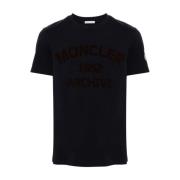 Moncler Blå Bomull Jersey Logo T-shirt Blue, Herr