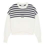 Givenchy Randig Bicolor Tröja med 4G Patch White, Dam