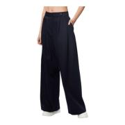 Tommy Hilfiger Wide Leg Blend Byxor för Kvinnor Blue, Dam