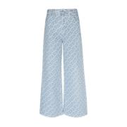 Tommy Hilfiger Jacquard Wide Leg Jeans Blue, Dam