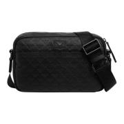 Emporio Armani Logo Crossbody Väska med Dragkedja Black, Herr