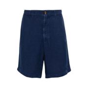 Brunello Cucinelli Navy Linen Bermuda Shorts Blue, Herr