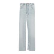 Frame Wide Leg Raw After Jeans Blue, Dam