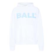 Ball Logo Hoodie Sweatshirt Vit White, Dam