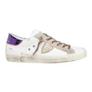 Philippe Model Vintage Distressed Lace-Up Sneakers White, Dam