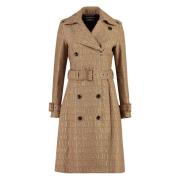 Versace Bomullsblandad trenchcoat med läderdetaljer Beige, Dam