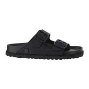 Birkenstock Svarta Raffia Sandaler med Läderkant Black, Dam