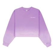 Sporty & Rich Logo Broderad Cropped Crewneck Sweatshirt Purple, Dam