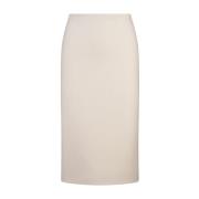 Ermanno Scervino Ivory Wool Midi Kjol med Slits White, Dam