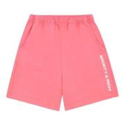 Sporty & Rich Logo Gym Shorts Bomull Vit Pink, Dam