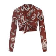 Paco Rabanne Röd Cashmere Print Crop Top Red, Dam