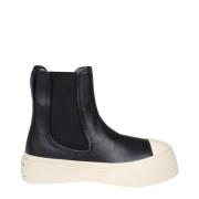 Marni Svarta Läder Ankelboots Plattform Black, Dam