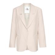 Karen by Simonsen Klassisk Oversized Blazer Silver Cloud Beige, Dam