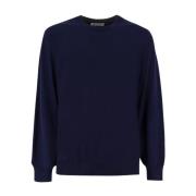 Brunello Cucinelli Elegant Crew-Neck Slim Fit Sweater Blue, Herr